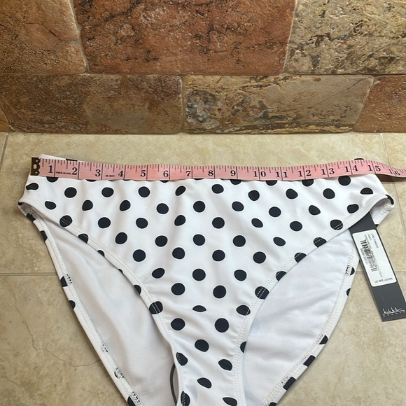 Nicole Miller Bottom Bikini Polka Dot Tankini Swim White Black Size L - Picture 8 of 9